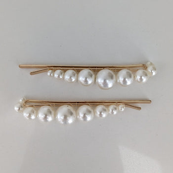 Pearl Bar Scarf Clips White